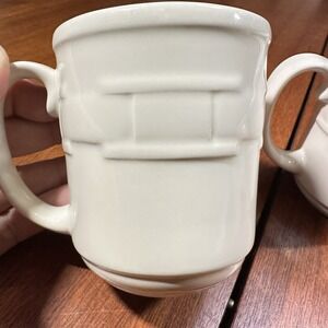 Longaberger Woven Traditions Ivory Mugs / Coffee Cups  Set of 3 Classic